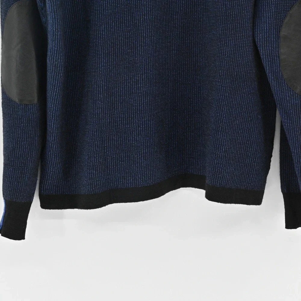ROBERT GRAHAM Mens Blue Quarter Zip Sweater Sz XL Wool Waffle Knit Pullover Mock